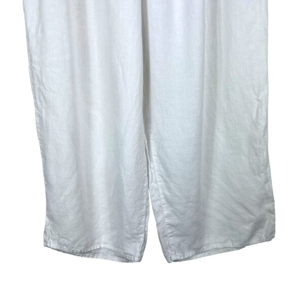 FLAX 100% Linen Wide Leg Elastic Waist Pants in White Size 2G (22-24) - Picture 3 of 11